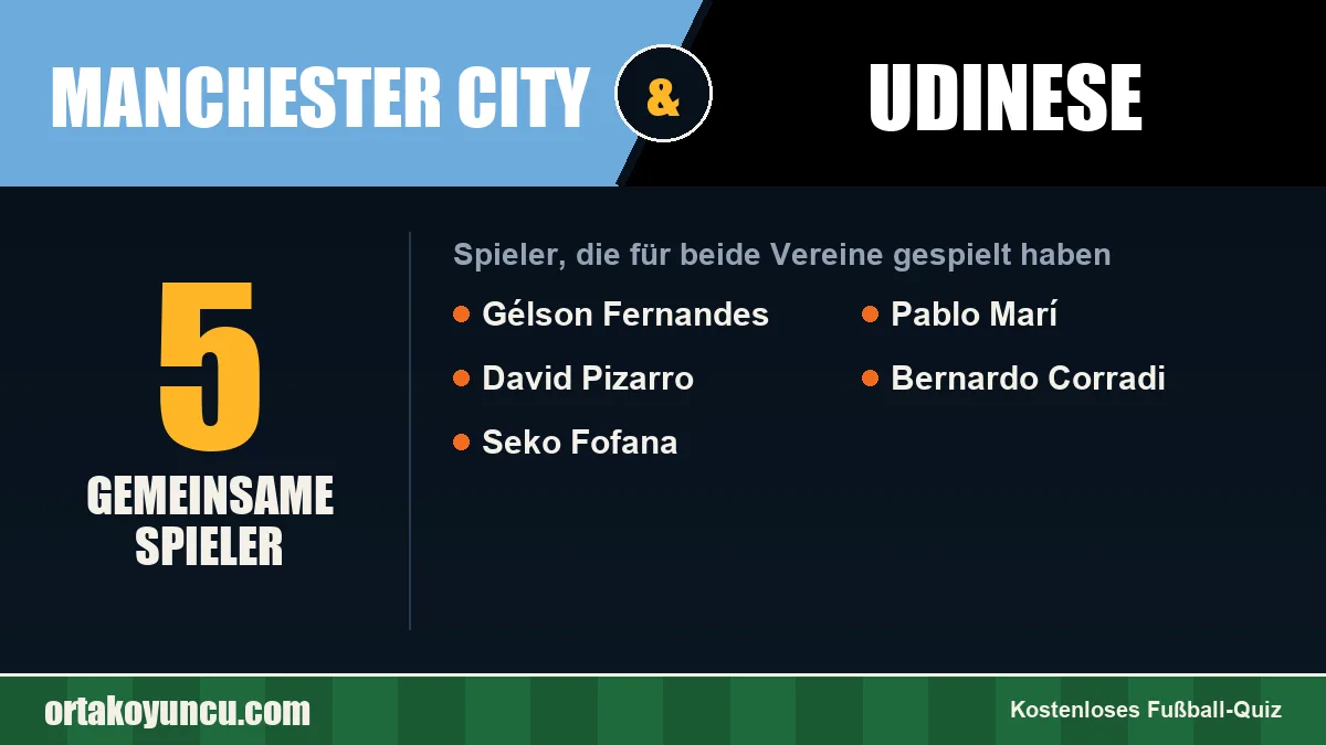 Spieler, die für Manchester City und Udinese gespielt haben: 5 Spieler
