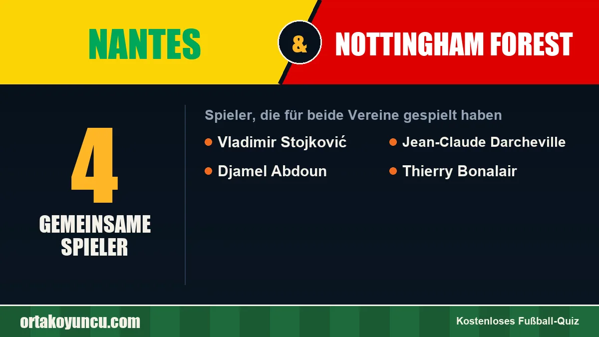 Spieler, die für Nantes und Nottingham Forest gespielt haben: 4 Spieler
