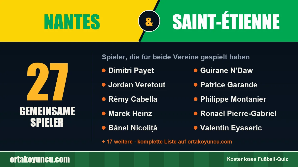 Spieler, die für Nantes und Saint-Étienne gespielt haben: 27 Spieler