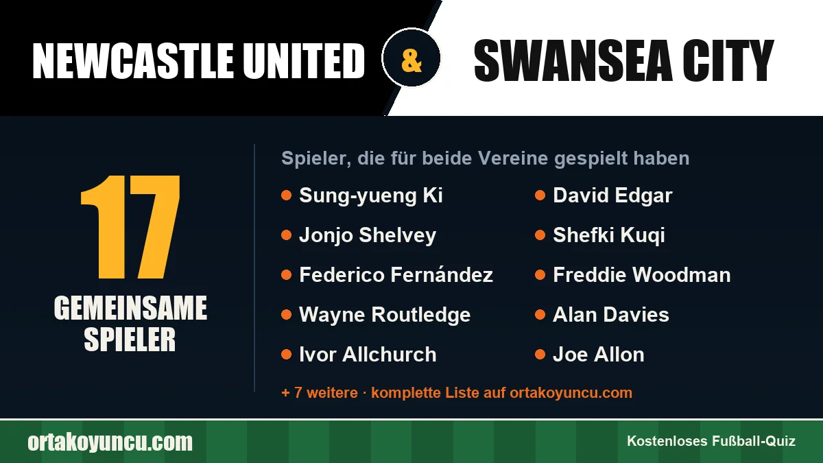 Spieler, die für Newcastle United und Swansea City gespielt haben: 17 Spieler