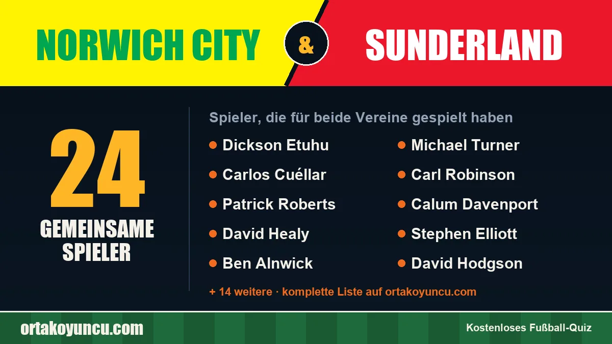 Spieler, die für Norwich City und Sunderland gespielt haben: 24 Spieler