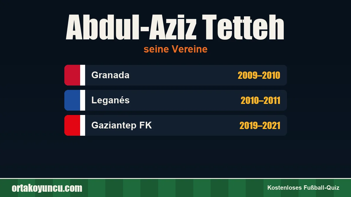 Abdul-Aziz Tetteh: Vereine und Jahre