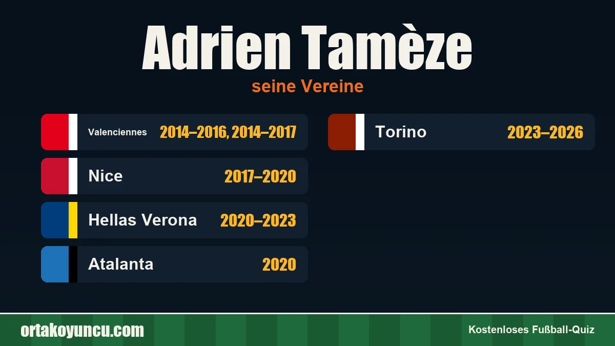 Adrien Tamèze: Vereine und Jahre