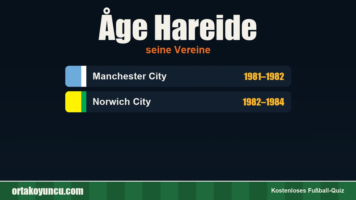 Åge Hareide: Vereine und Jahre