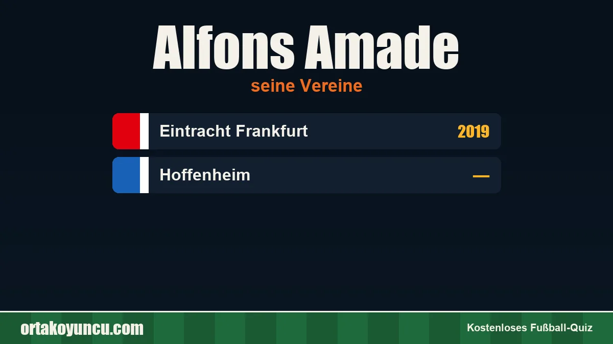 Alfons Amade: Vereine und Jahre