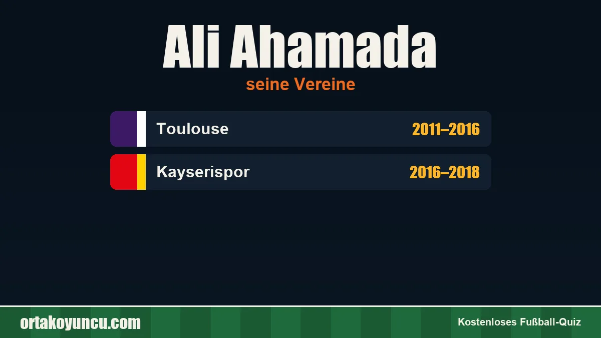 Ali Ahamada: Vereine und Jahre