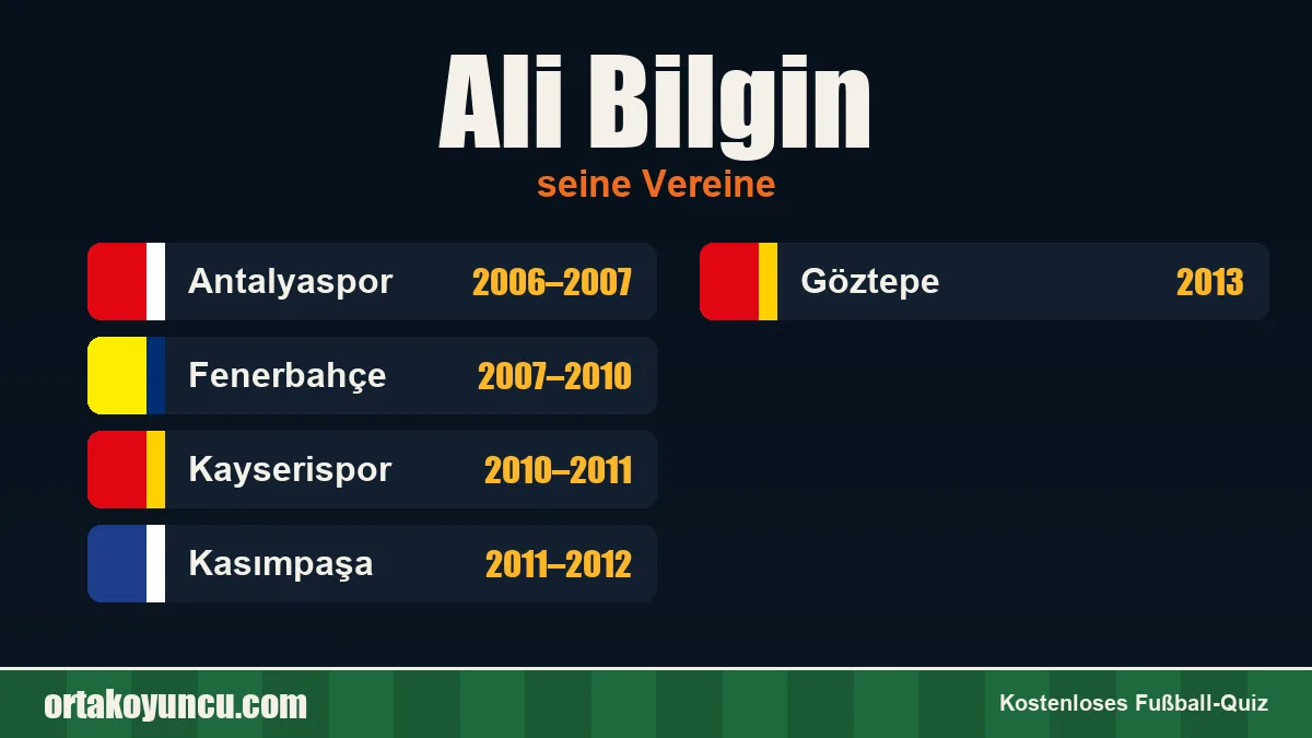 Ali Bilgin: Vereine und Jahre
