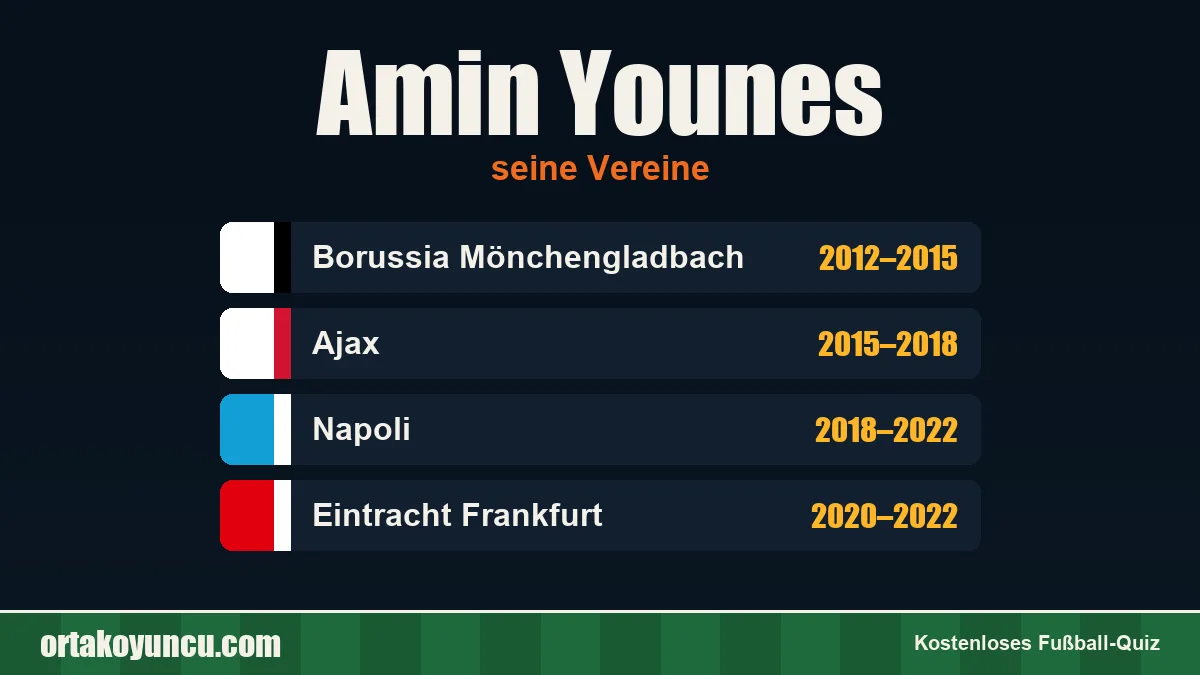 Amin Younes: Vereine und Jahre