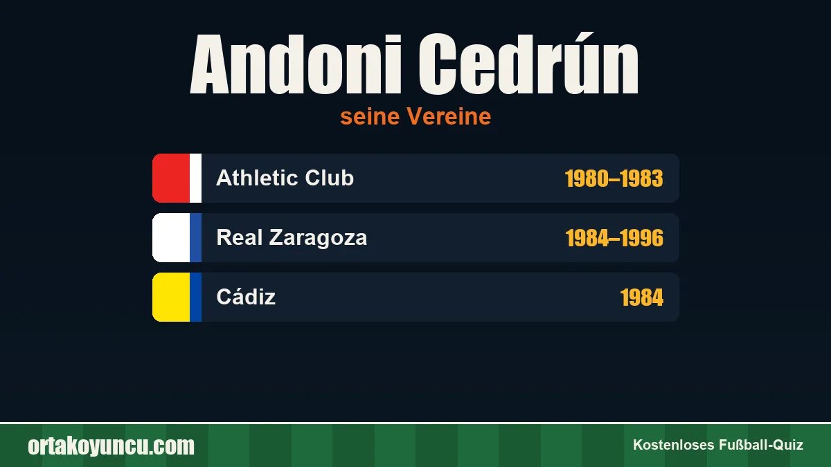 Andoni Cedrún: Vereine und Jahre