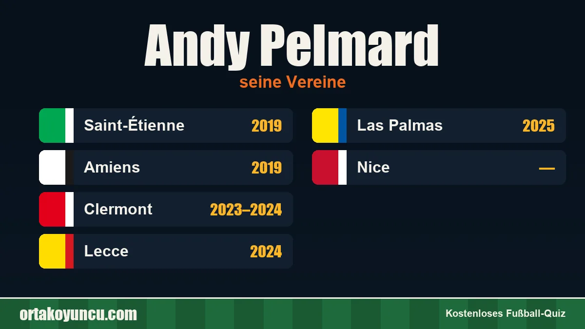 Andy Pelmard: Vereine und Jahre