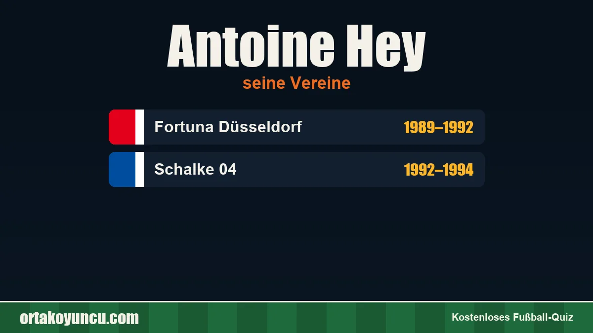 Antoine Hey: Vereine und Jahre