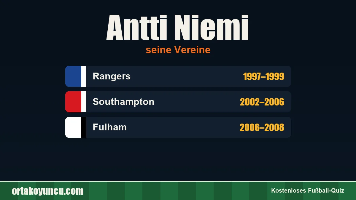 Antti Niemi: Vereine und Jahre