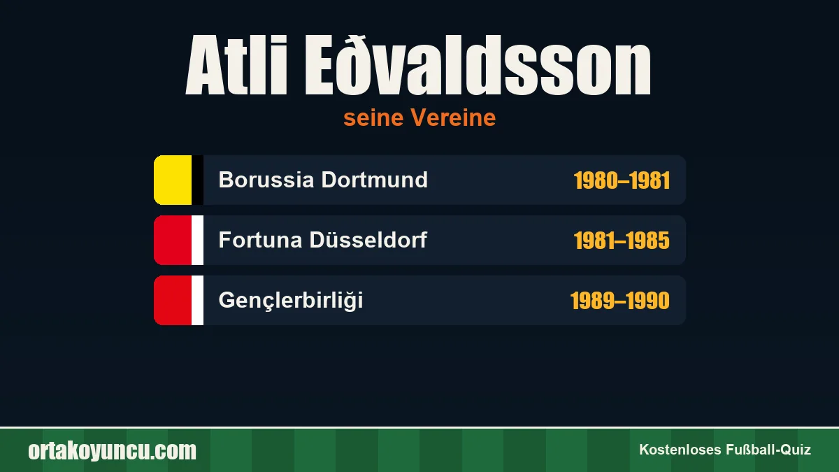 Atli Eðvaldsson: Vereine und Jahre