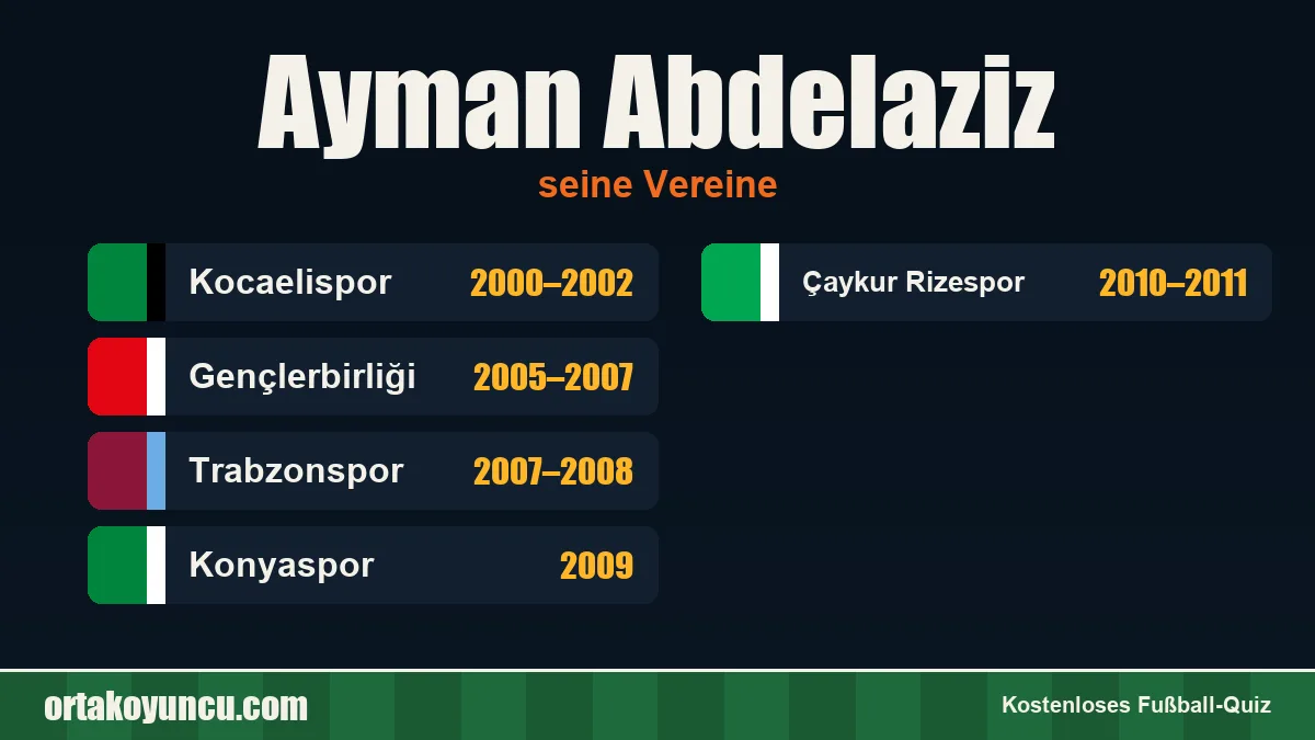 Ayman Abdelaziz: Vereine und Jahre