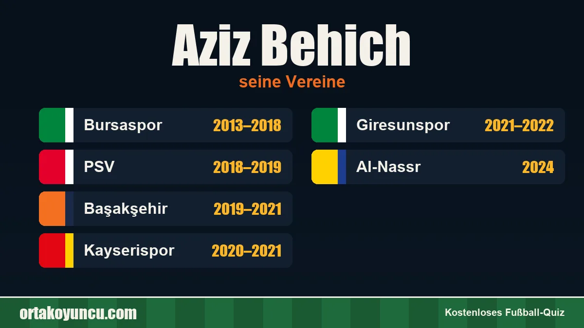 Aziz Behich: Vereine und Jahre