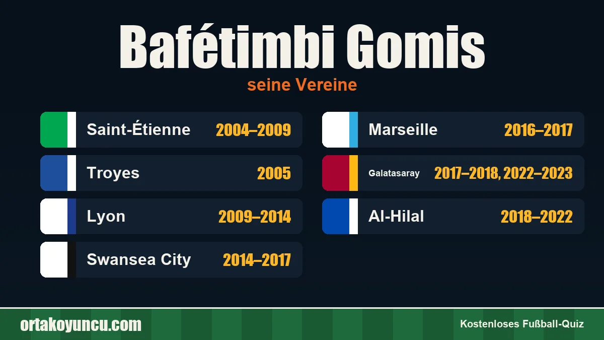 Bafétimbi Gomis: Vereine und Jahre