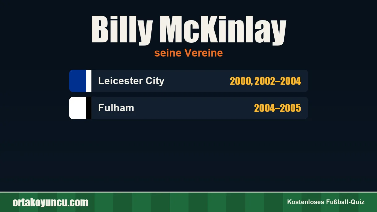 Billy McKinlay: Vereine und Jahre