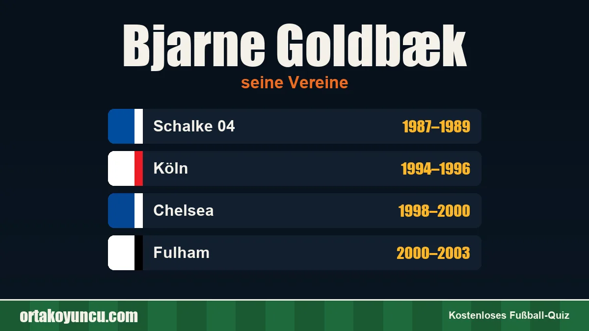 Bjarne Goldbæk: Vereine und Jahre
