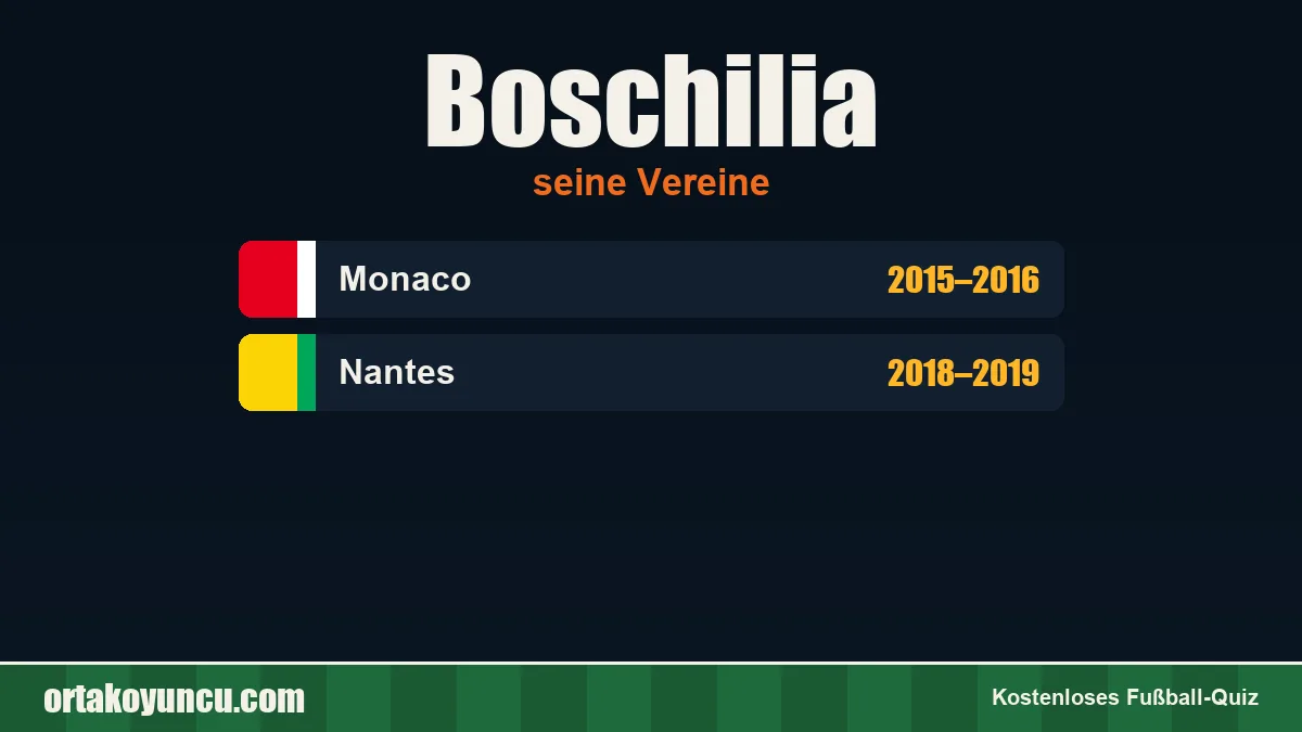 Boschilia: Vereine und Jahre