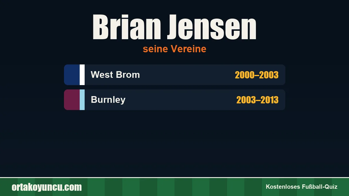 Brian Jensen: Vereine und Jahre