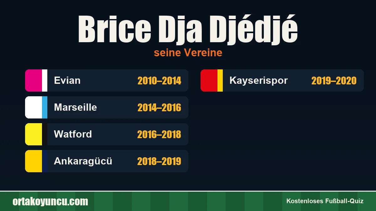 Brice Dja Djédjé: Vereine und Jahre