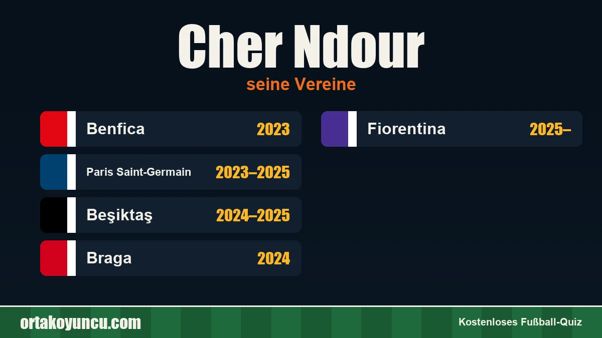 Cher Ndour: Vereine und Jahre