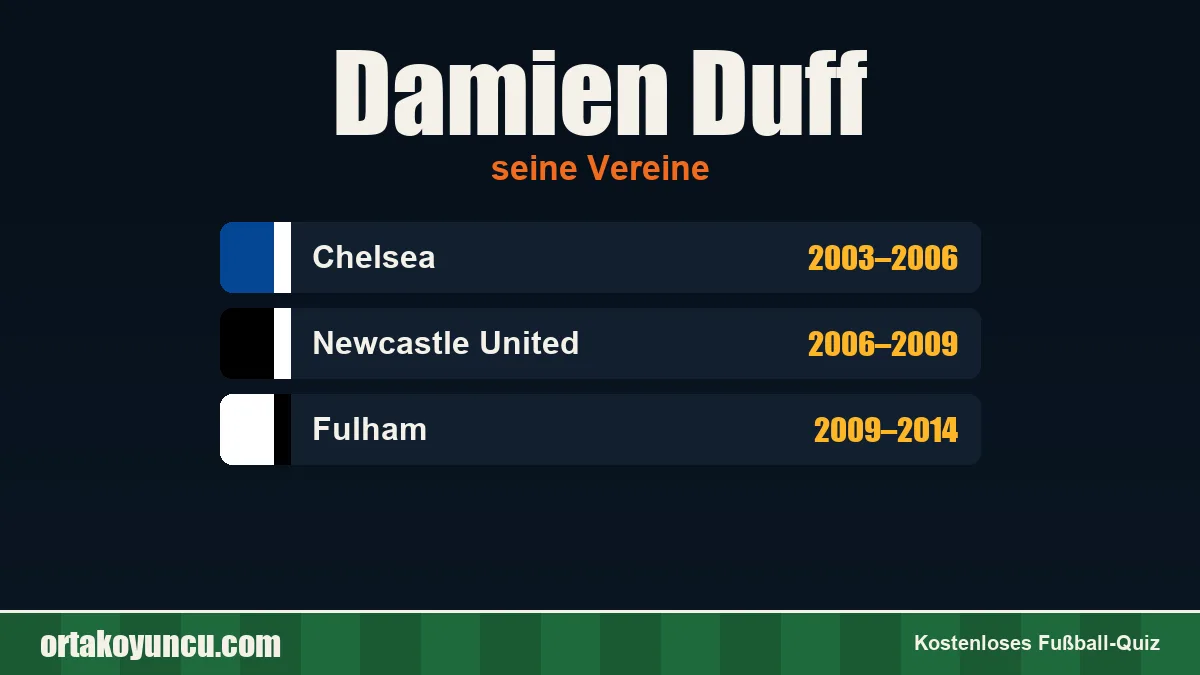 Damien Duff: Vereine und Jahre