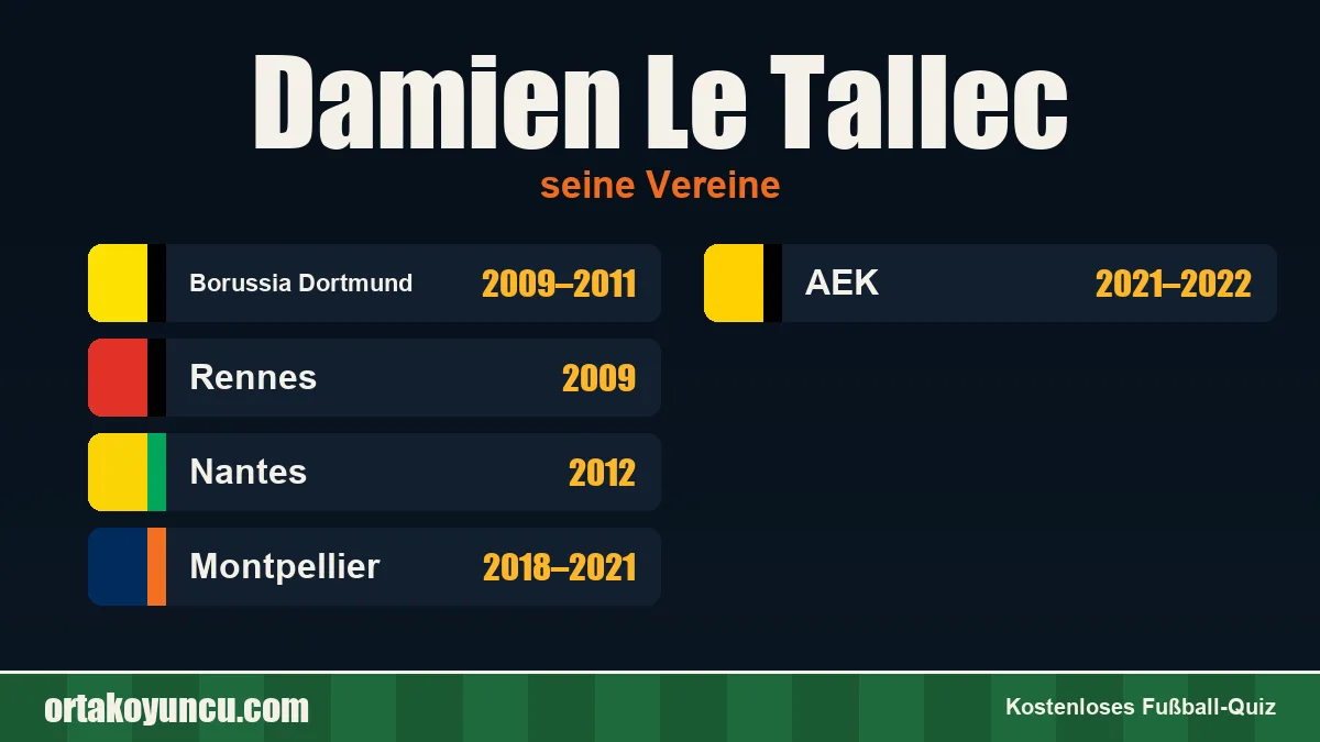 Damien Le Tallec: Vereine und Jahre