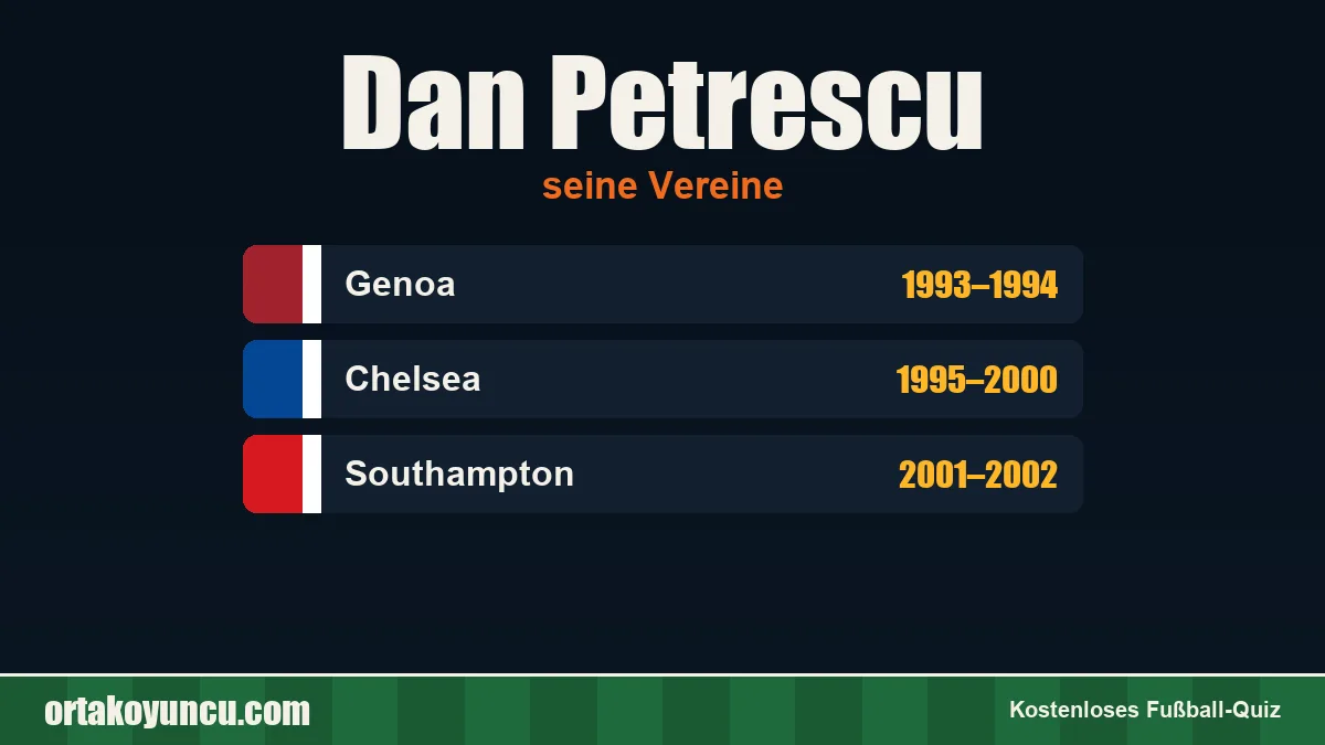 Dan Petrescu: Vereine und Jahre