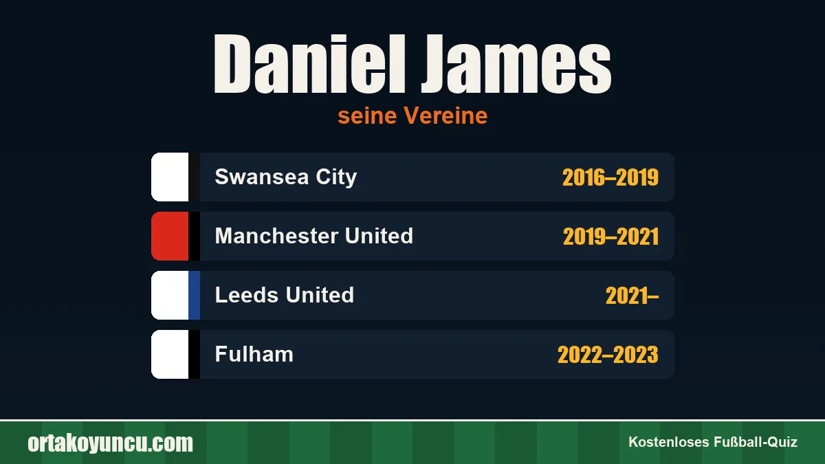 Daniel James: Vereine und Jahre