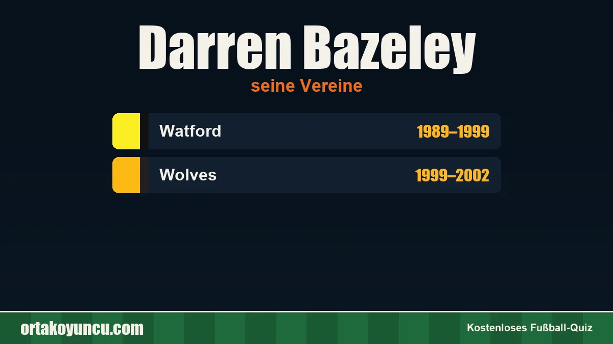 Darren Bazeley: Vereine und Jahre