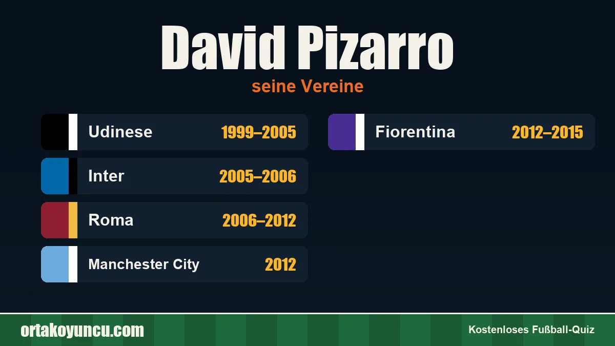 David Pizarro: Vereine und Jahre