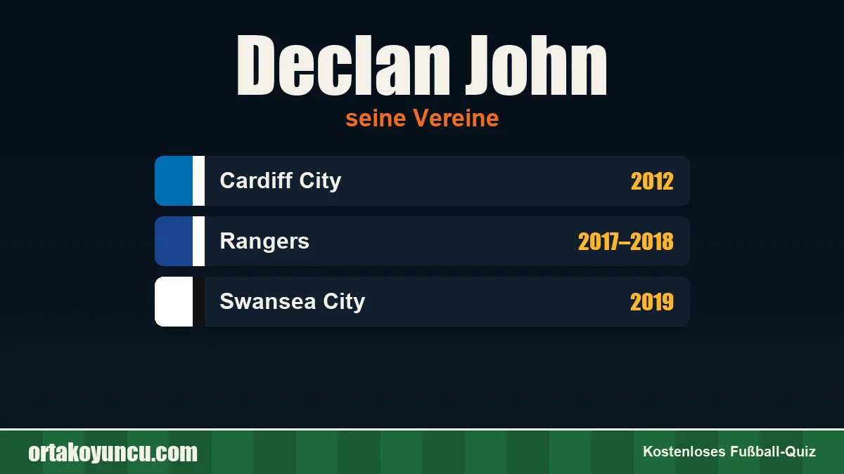 Declan John: Vereine und Jahre