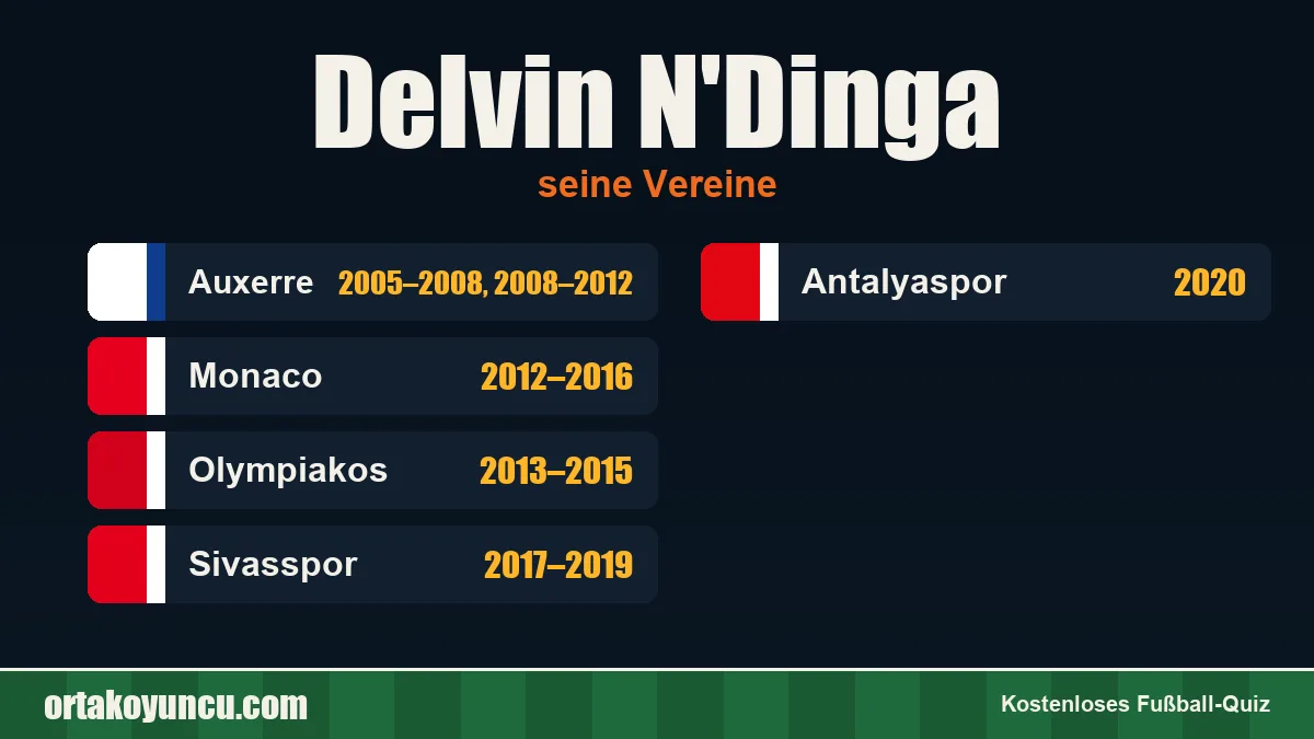 Delvin N'Dinga: Vereine und Jahre