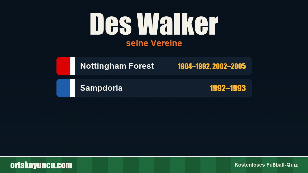 Des Walker: Vereine und Jahre