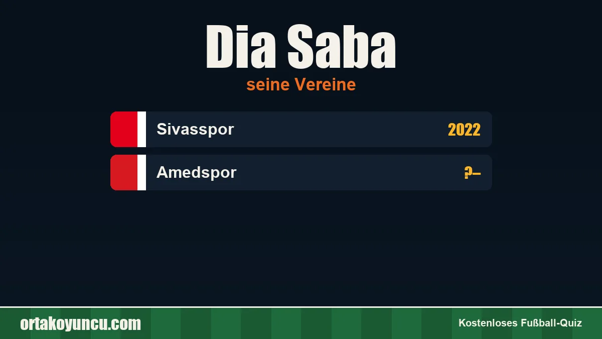 Dia Saba: Vereine und Jahre