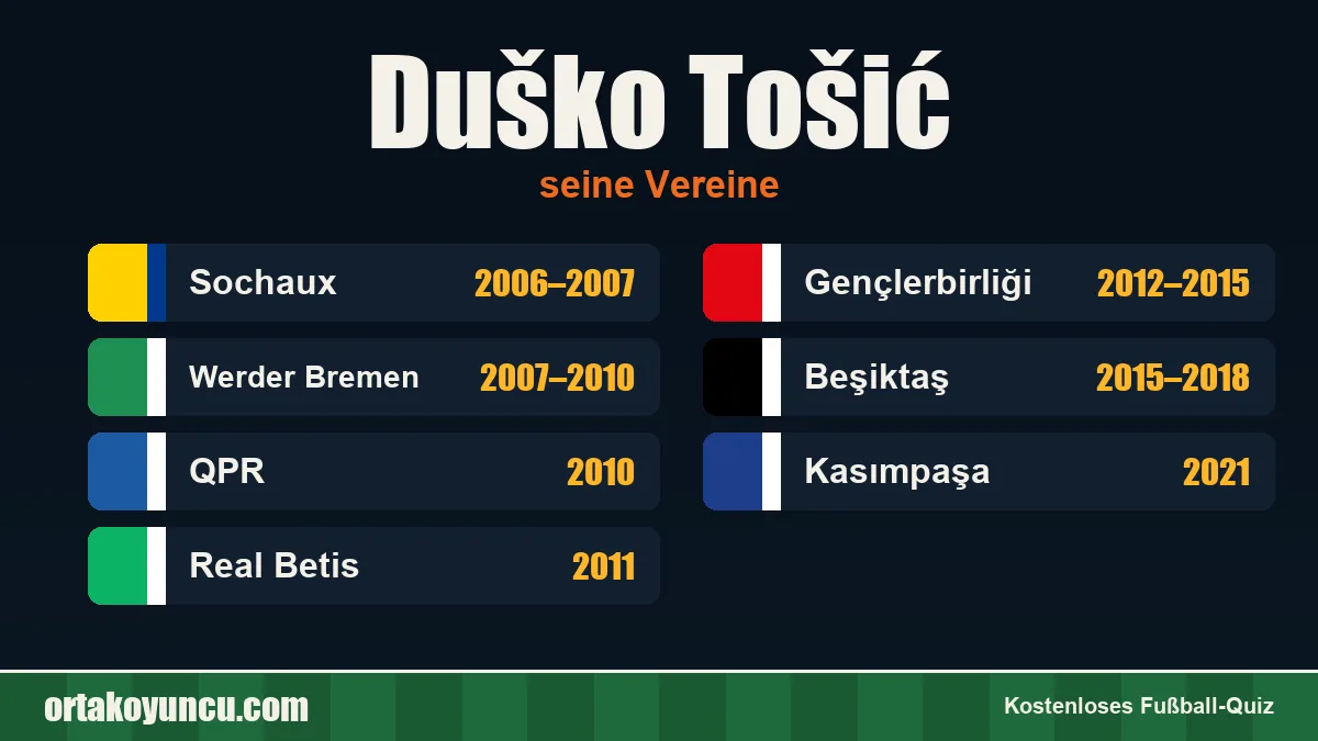 Duško Tošić: Vereine und Jahre