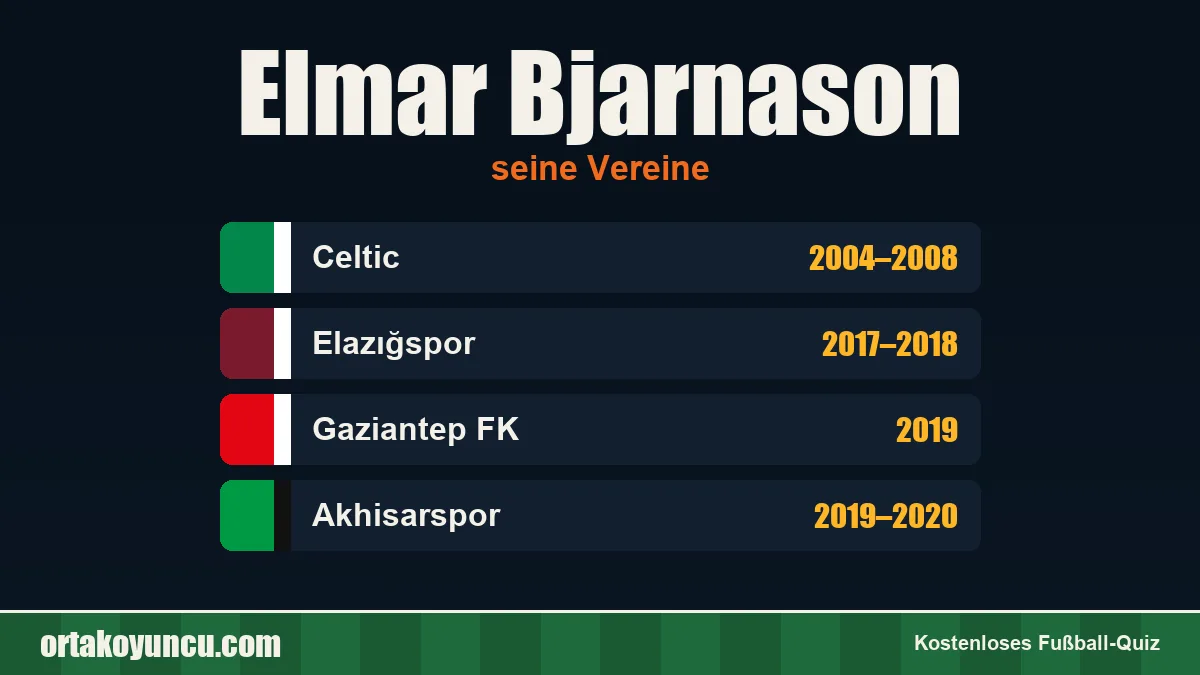 Elmar Bjarnason: Vereine und Jahre