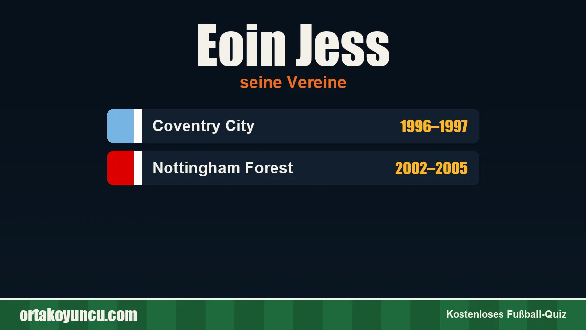 Eoin Jess: Vereine und Jahre