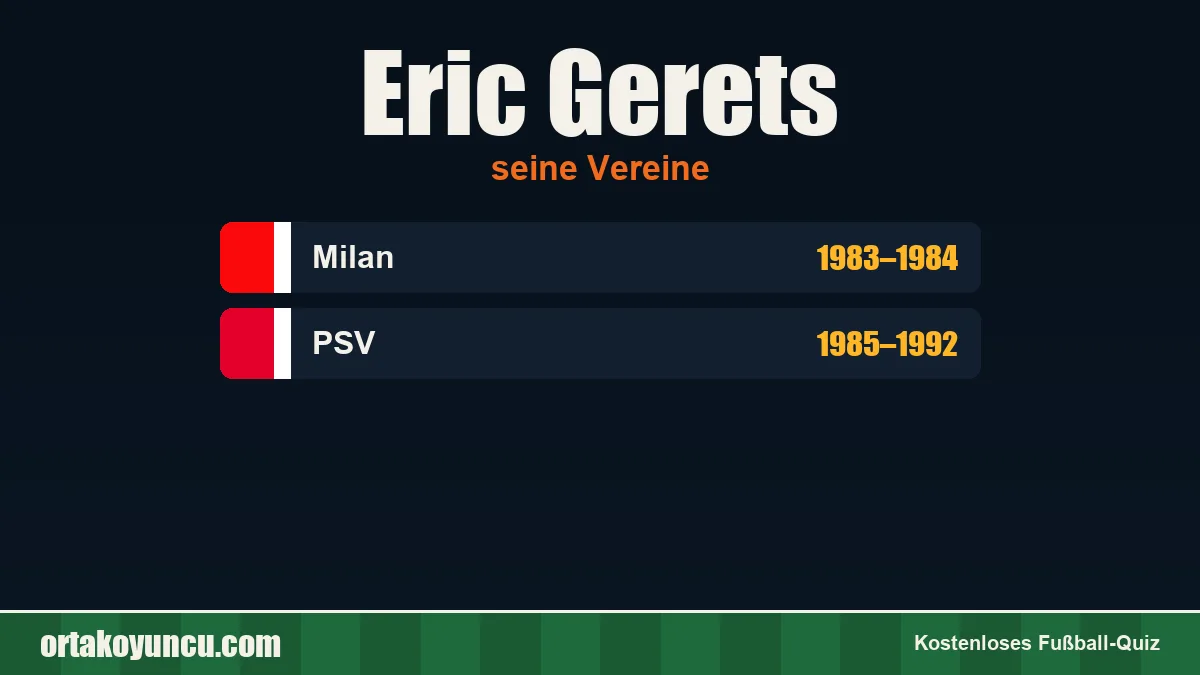 Eric Gerets: Vereine und Jahre