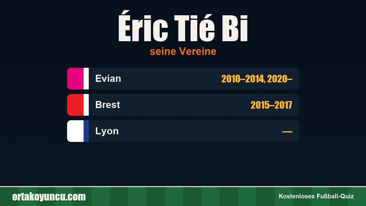 Éric Tié Bi: Vereine und Jahre