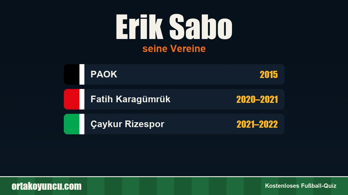Erik Sabo: Vereine und Jahre
