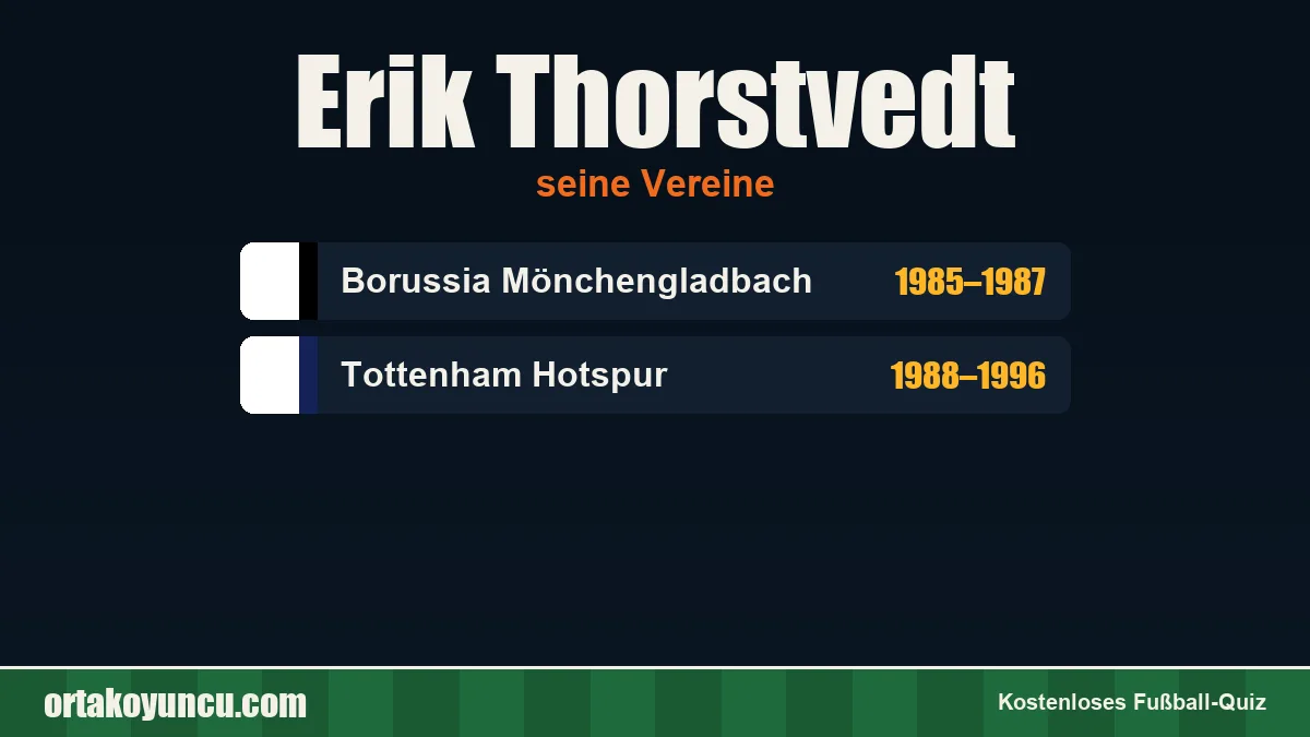 Erik Thorstvedt: Vereine und Jahre
