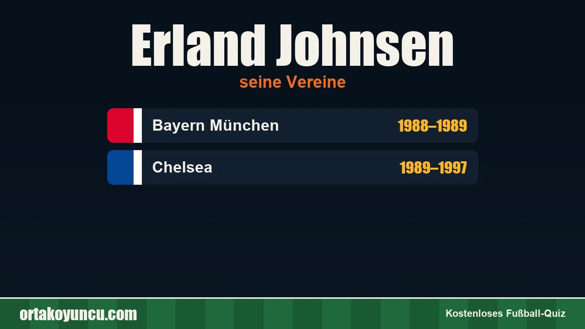Erland Johnsen: Vereine und Jahre
