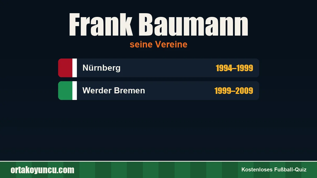 Frank Baumann: Vereine und Jahre