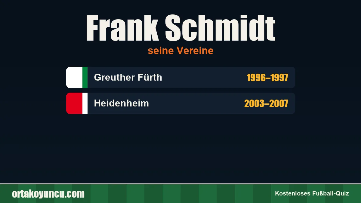 Frank Schmidt: Vereine und Jahre