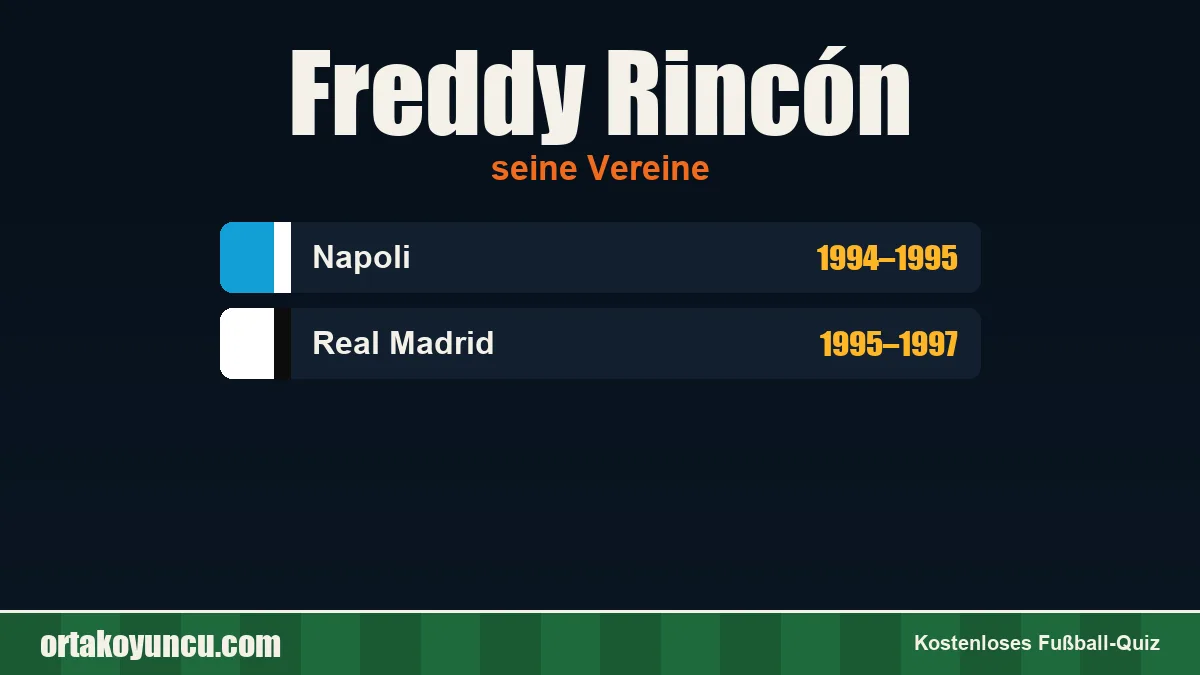 Freddy Rincón: Vereine und Jahre