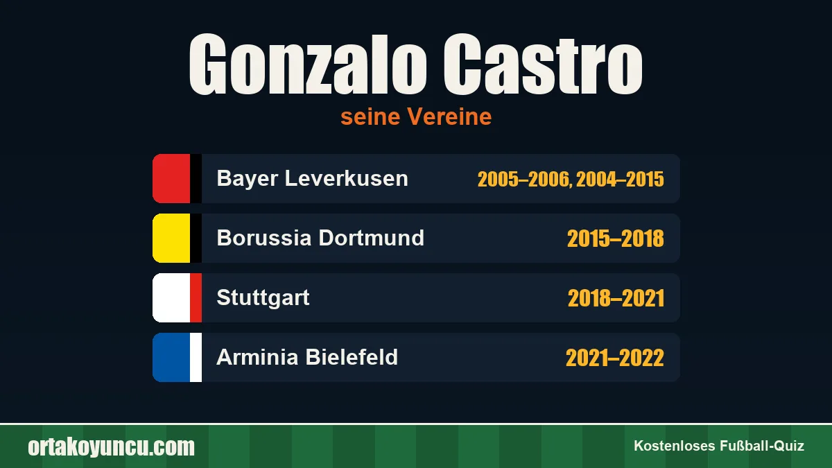 Gonzalo Castro: Vereine und Jahre