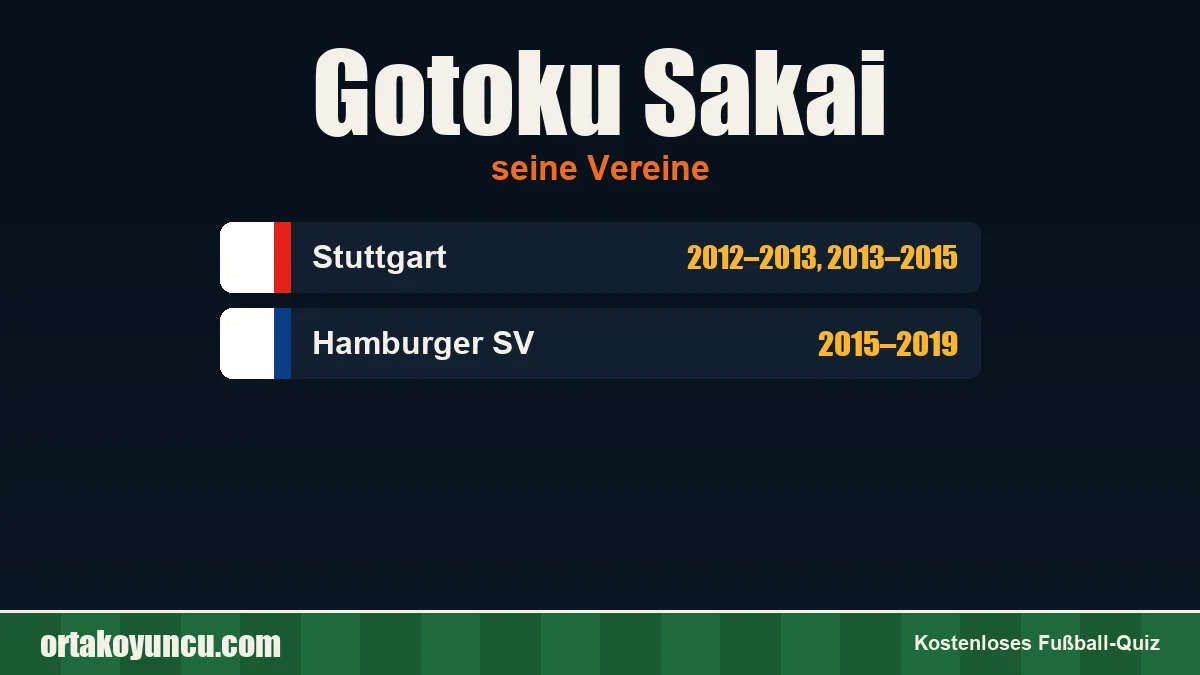 Gotoku Sakai: Vereine und Jahre