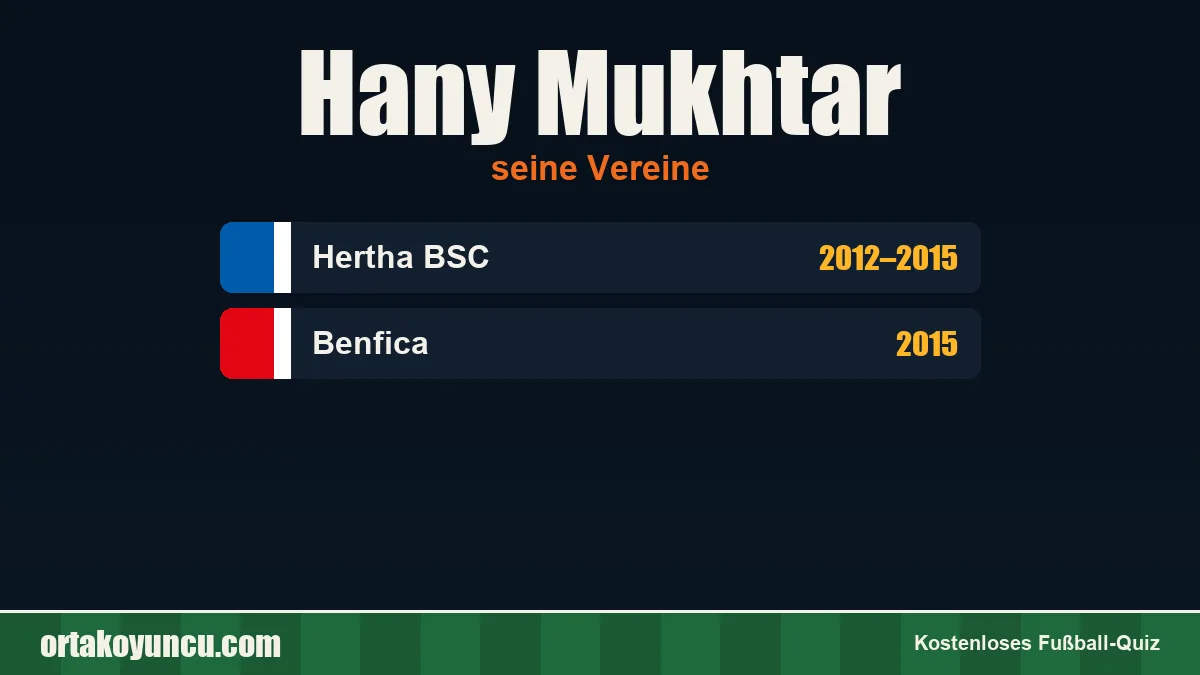Hany Mukhtar: Vereine und Jahre